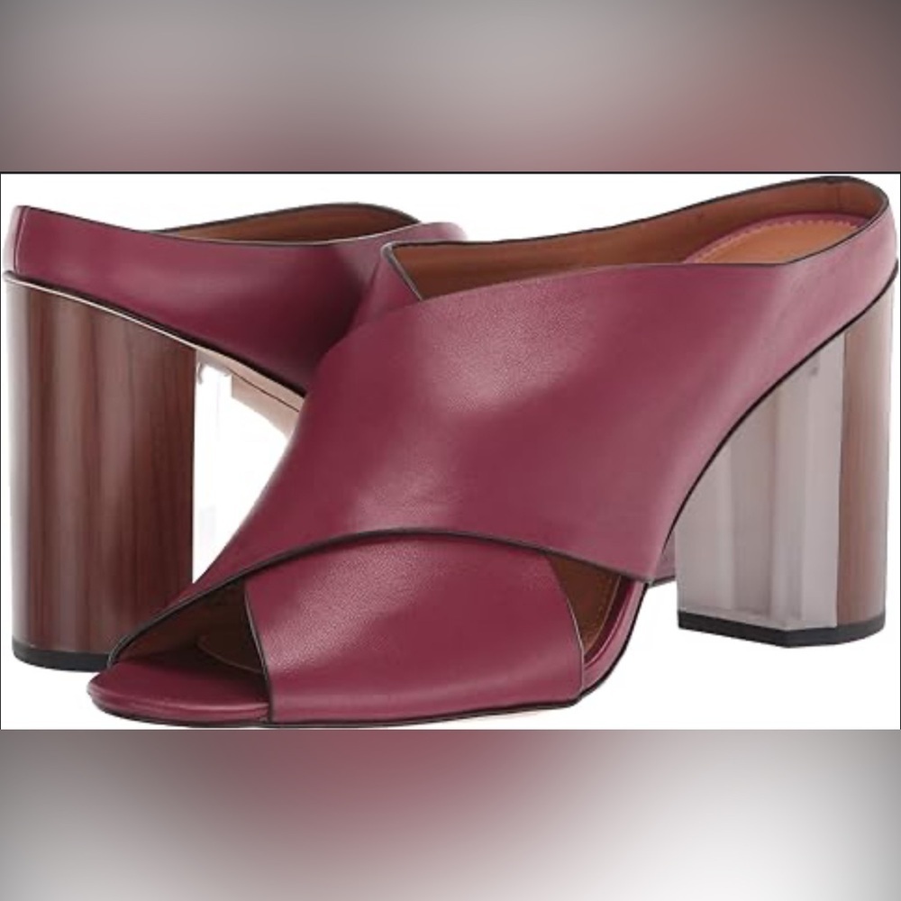 SARTO By Franco Sarto Red Leather Mules with Block Heel